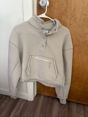 Gymshark Cream Sherpa Snap-Front Pullover